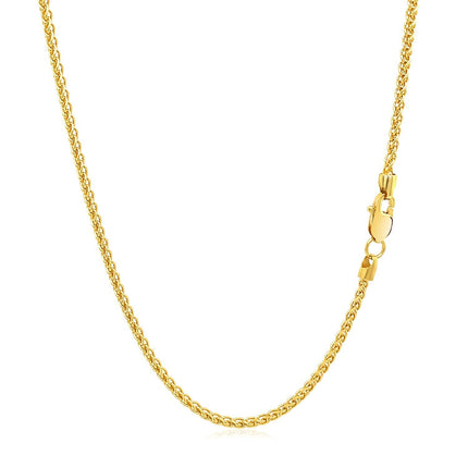 14k Yellow Gold Round Wheat Chain 1.5mm