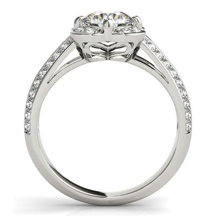 Round Cut Bridal Ring | 1 3/8 Ct Diamond Floral Engagement Ring 14K White Gold