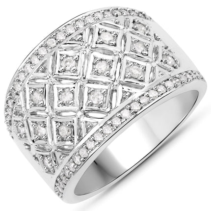 0.52 Carat Genuine White Diamond .925 Sterling Silver Ring