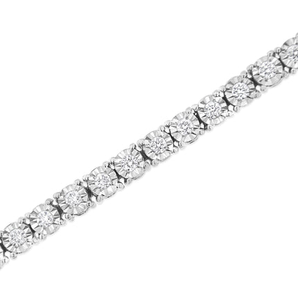 14K White Gold 3.0 Cttw Lab Grown Diamond Illusion-Set Miracle Plate Tennis Bracelet (F-G Color, VS1-VS2 Clarity) - Size 7.25"