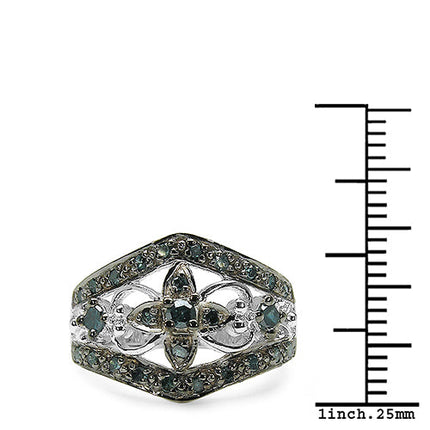 0.47 Carat Genuine Blue Diamond .925 Sterling Silver Ring