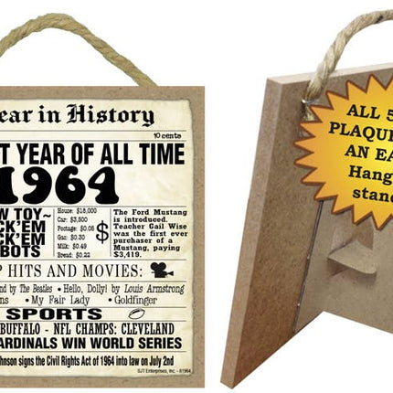 1964 A Year in History Plaques 5" x 5" wood plaque/sign