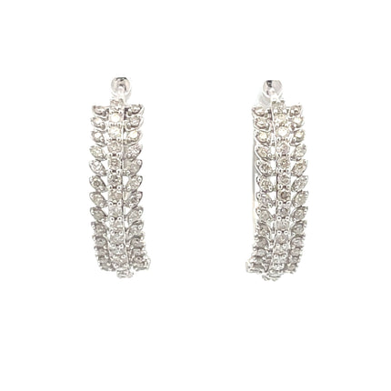 Natural 1.02ct Diamond Hoop Earrings 10KT White Gold