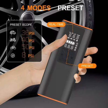 Portable Tire Inflator Air Compressor – 150 PSI Digital Air Pump with Light for Car, Bike & Motorcycle