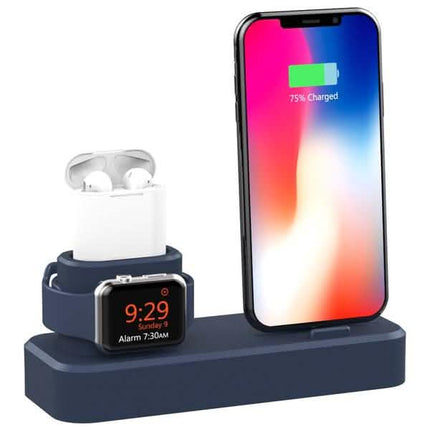 3-in-1 Charging Station Silicone for Apple Watch, Airpods, and iPhone