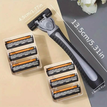 3-Layer Stainless Steel Razor Hair Removal 12 Shaving Blades and 1 Handle