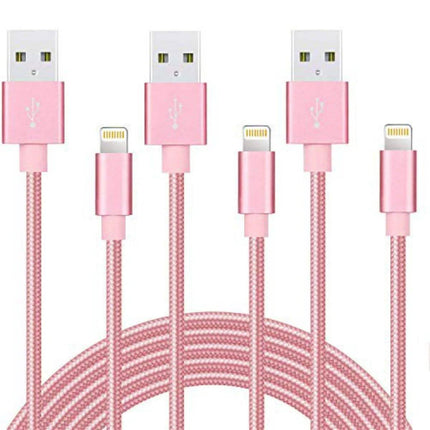 3-Pack: 10 Foot Braided Lightning Cables