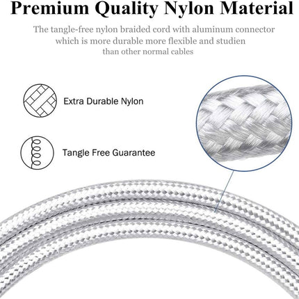 3-Pack: 10FT Heavy Duty Braided iPhone Lightning USB Cable