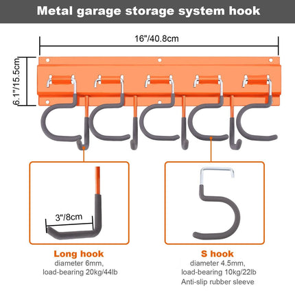 Garden Tool Organizer Wall Mounted Hanger Hooks Home Garage Set