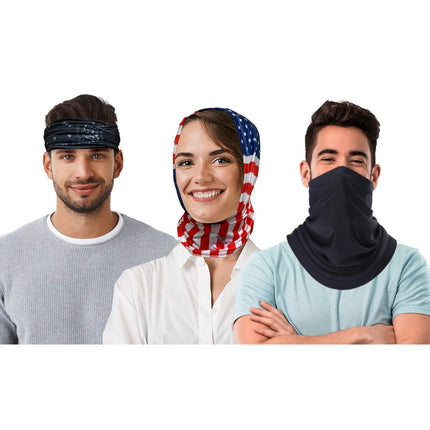 3-Pack: Headband, Bandanas, Scarf, Neck Warmer, Head Wrap, Multi Functional Gaiter
