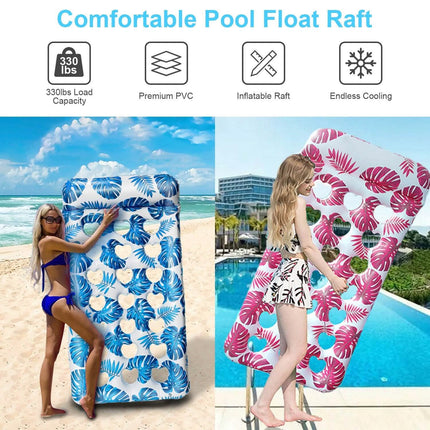 3-Pack: Inflatable Pool Float Raft Water Lounge 330lbs Load-Bearing Mattress with Headrest