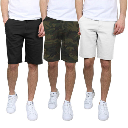 3-Pack: Men's 5-Pocket Flat-Front Slim-Fit Stretch Chino Shorts