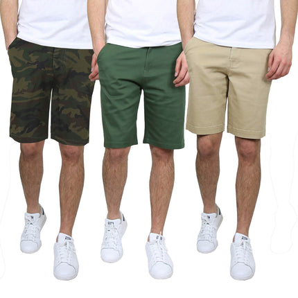 3-Pack: Men's 5-Pocket Flat-Front Slim-Fit Stretch Chino Shorts