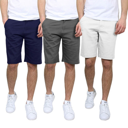 3-Pack: Men's 5-Pocket Flat-Front Slim-Fit Stretch Chino Shorts