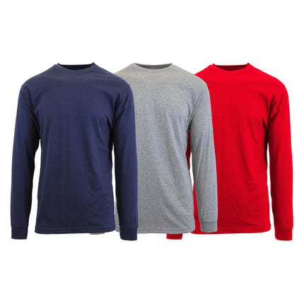 3-Pack: Men's Crew Neck Long Sleeve Classic Tee