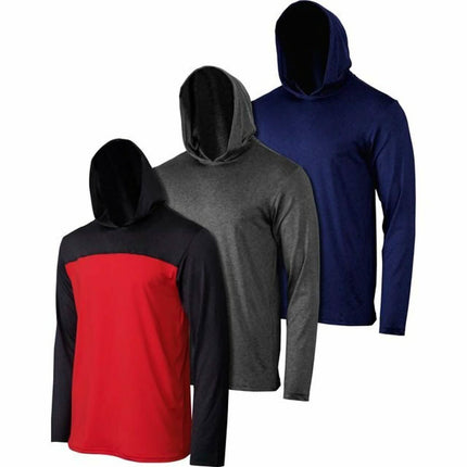 3-Pack: Men's Moisture Wicking Active Athletic Pullover Hoodies