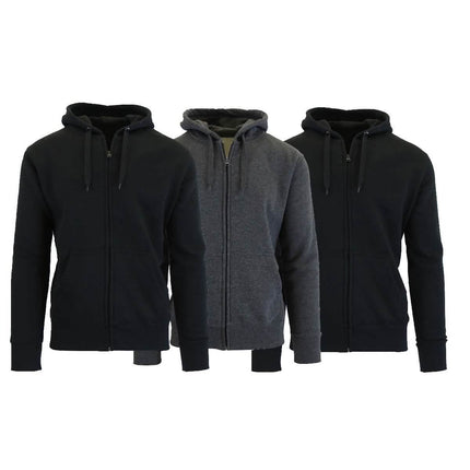 3-Pack Men's Slim-Fit Fleece-Lined Zip Hoodie