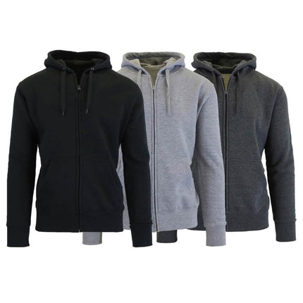 3-Pack Men's Slim-Fit Fleece-Lined Zip Hoodie