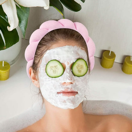 3-Pack:  Puffy Terry Towel Cloth Fabric Sponge Face Wash Head Band