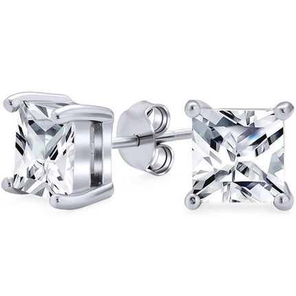 3-Pack: Sterling Silver Princess Cut Studs
