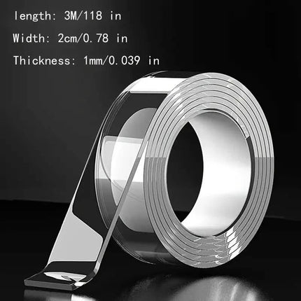 3-Pack: Transparent Adhesive Tape - Reusable, Washable, and No-Residue Nano Gel Strips