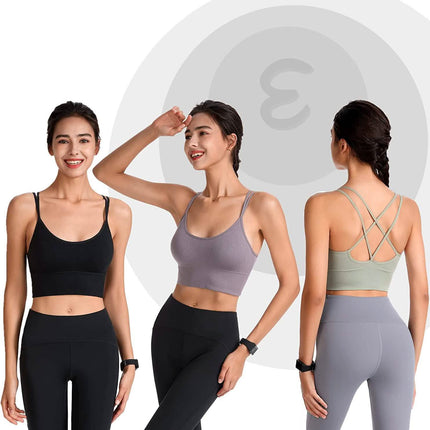 3-Pack: Women's Padded Spaghetti Strap Crisscross Bra