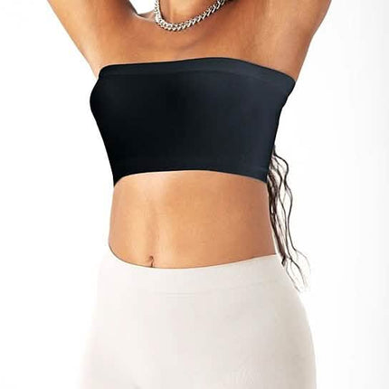 3-Pack: Women's Seamless Strapless Bandeau Crop Tube Top Bra Bralettes