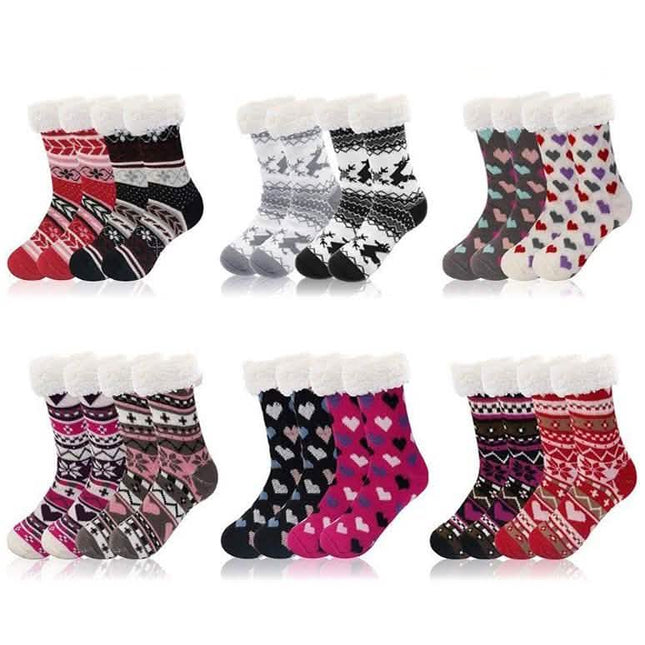 3-Pairs: Women's Assorted Soft Sherpa Slipper Socks