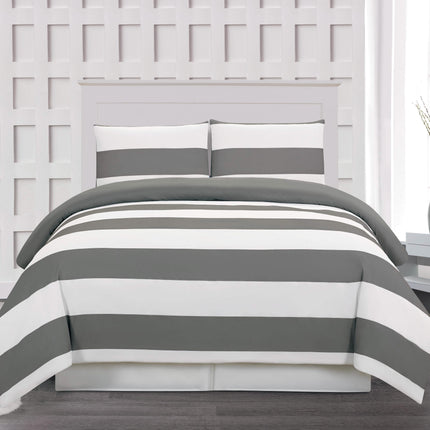 3-Piece: Cabana Stripe Reversible Hypoallergenic Duvet Set