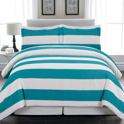 3-Piece: Cabana Stripe Reversible Hypoallergenic Duvet Set