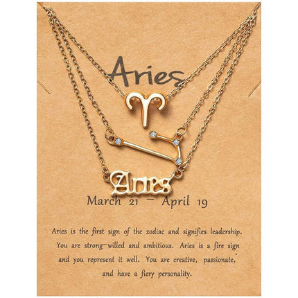 3-Piece: Constellation Zodiac Layer Necklaces