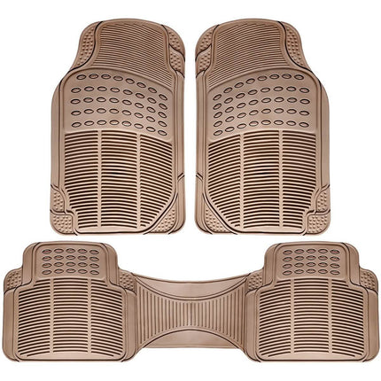 3-Piece: OxGord Car Floor Mats Ridged Rubber Full Set Universal Fit