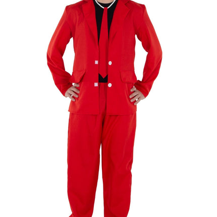 Bright Colored Suit Costume for Kids & Adults – Red & Lemon Green Party Suit with Necktie