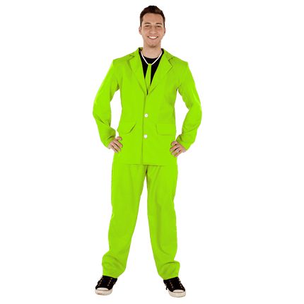 Bright Colored Suit Costume for Kids & Adults – Red & Lemon Green Party Suit with Necktie