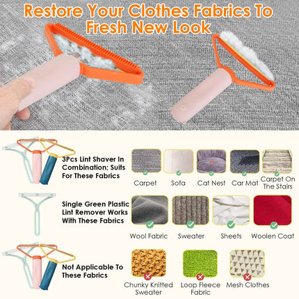 3-Piece: Portable Reusable Double Side Lint Remover