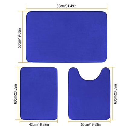 3-Piece Set: Bathroom Rug Set Plush Velvet Bath Carpet