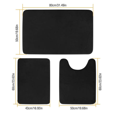 3-Piece Set: Bathroom Rug Set Plush Velvet Bath Carpet