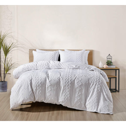3-Piece Set: Bibb Home Tufted Clipped Duvet Cover