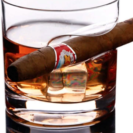 3-Piece Set: Cigar-Holding Whiskey Glasses with Cigar Cutter