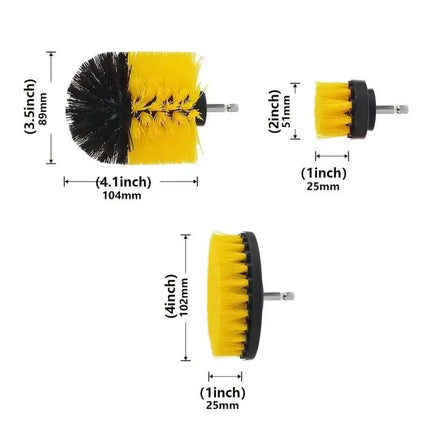 3-Piece Set: Power Scrubber Wash Cleaning Brushes Tool Kit
