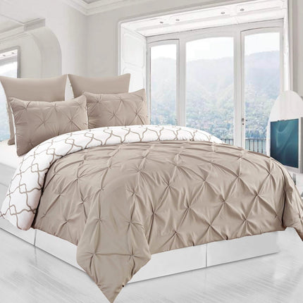 3-Piece Set: Reversible Premium Pintuck Duvet Cover and Shams