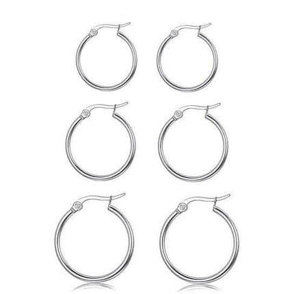 3-Piece Set: Sterling Silver French Lock Hoops