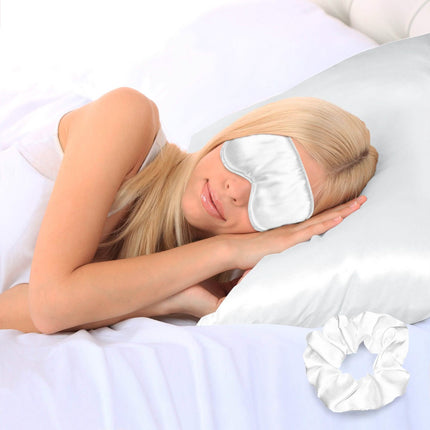 3-Piece: Super Soft Luxury Satin Facial and Hair Care Pillowcase, Eye Mask and Scrunchie