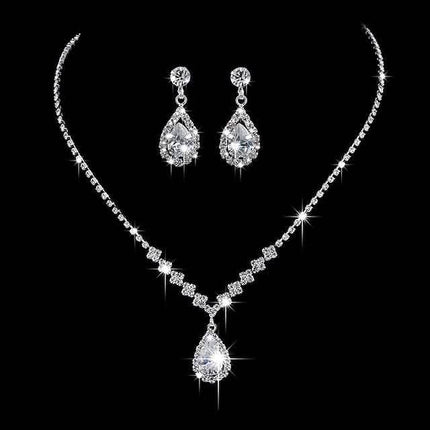 3-Piece: Women's Diamond Cubic Zirconia Necklace Earrings Set