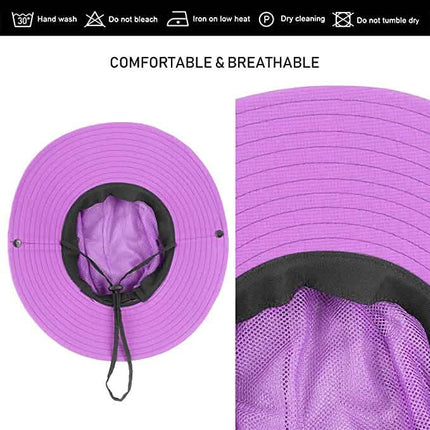 3-Piece: Women's Ponytail Wide Brim Sun Hat