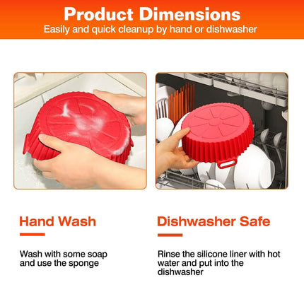 3-Pieces: Reusable Foldable Air Fryer Silicone Pot for 4+ Quart Air Fryer Oven