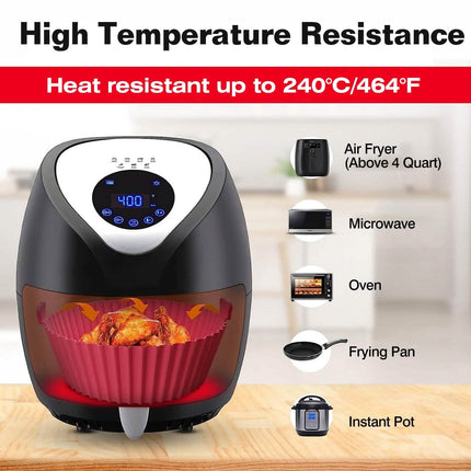 3-Pieces: Reusable Foldable Air Fryer Silicone Pot for 4+ Quart Air Fryer Oven