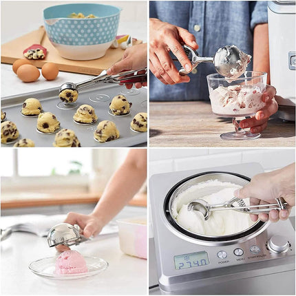 3-Pieces Set: Stainless Steel Cookie Scoops with Trigger Release