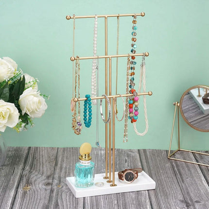 3-Tier Gold Metal Tabletop Jewelry Tree Stand