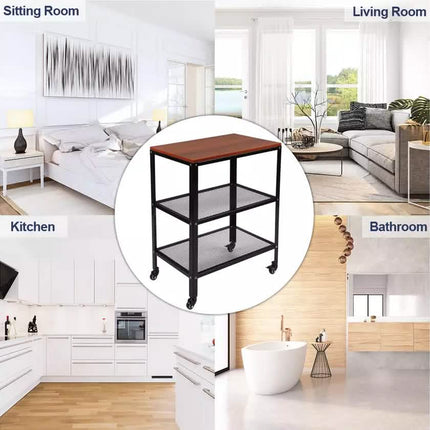 3-Tier Kitchen Microwave Cart Standing Bakers Rack Storage Cart